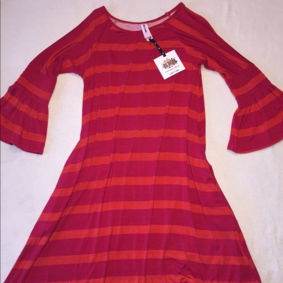 XL Orange Magenta Stripe Walker Dress - Picture 3 of 3